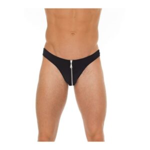 Tanga con Cremallera Negro Talla Unica 9 Tanga de Cuero Ajustable con Abertura - Erotiks | Tienda erótica online